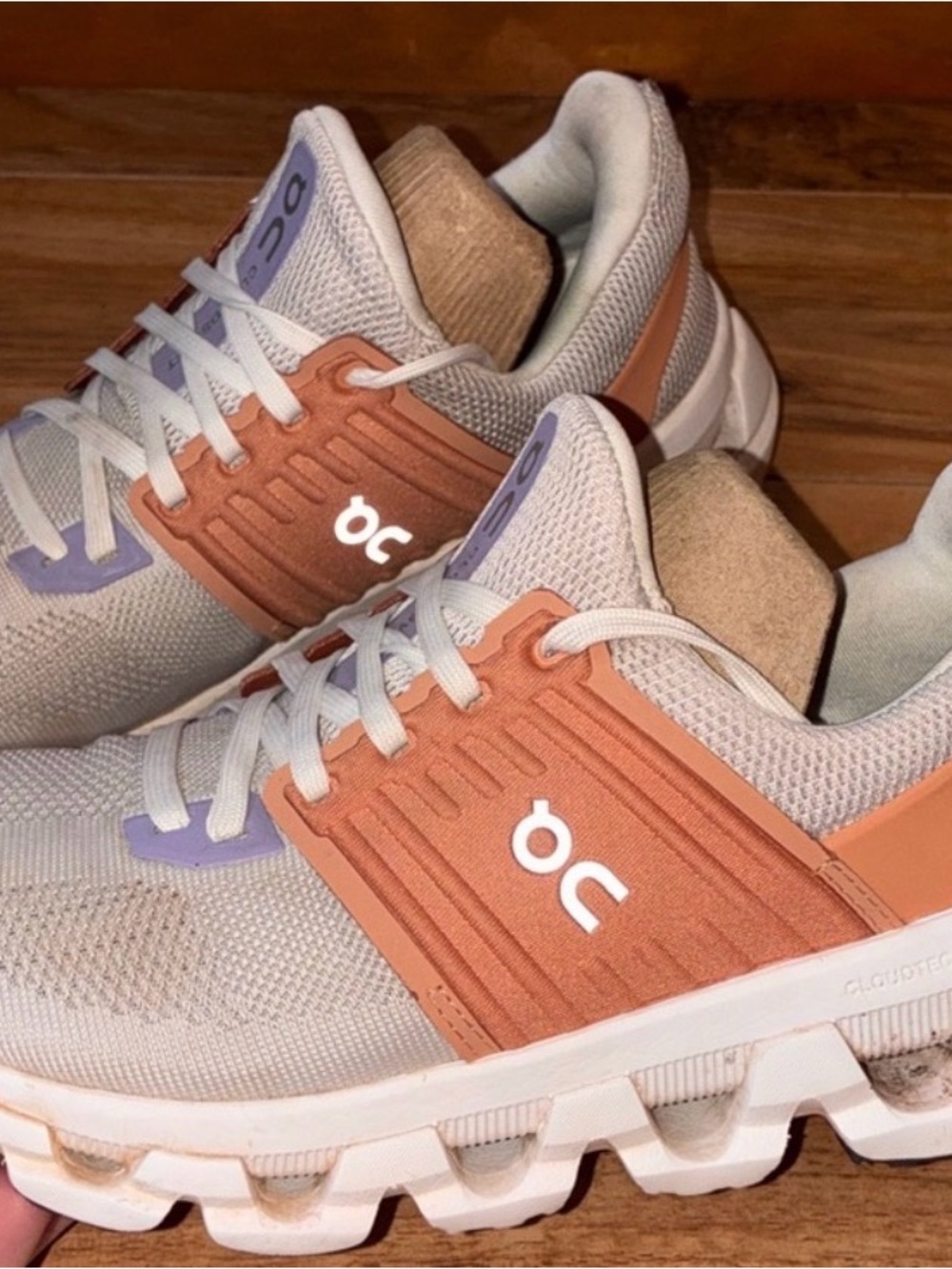 On Cloud Women’s Running Shoes in Sandstone and Lavender